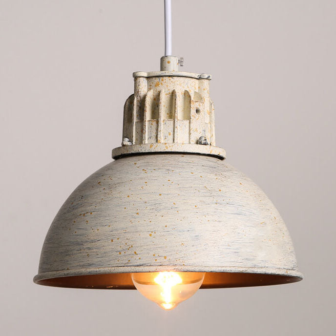 Vintage Industrial Wrought Iron Pot Lid Dome 1-Light Pendant Light