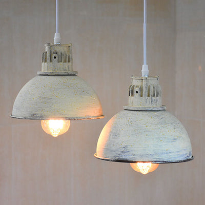 Vintage Industrial Wrought Iron Pot Lid Dome 1-Light Pendant Light