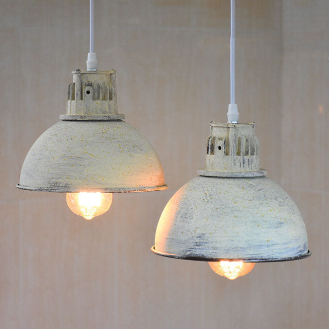 Vintage Industrial Wrought Iron Pot Lid Dome 1-Light Pendant Light