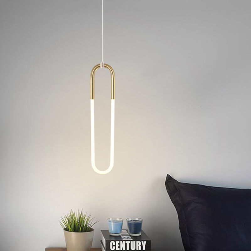 Modern Round Tube Glass Paperclip 1-Light Pendant Light