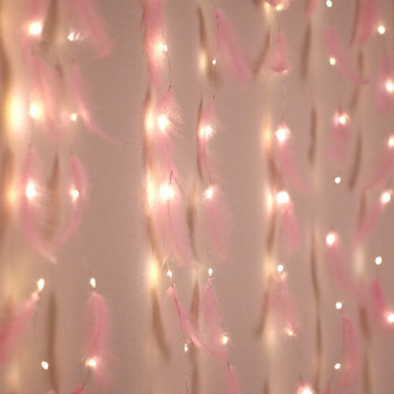 Cadena de luces de alambre de cobre con control remoto USB y LED de ambiente tipo pluma 