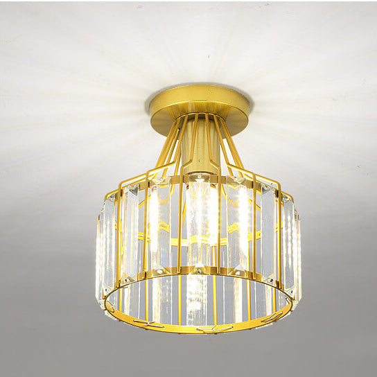 Modern Crystal Dome 1-Light Semi-Flush Mount Ceiling Light