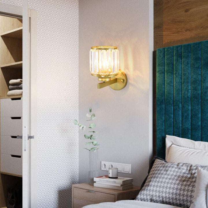 Moderne Kristall 1-Licht Zylindrische Wandleuchte mit Arm 