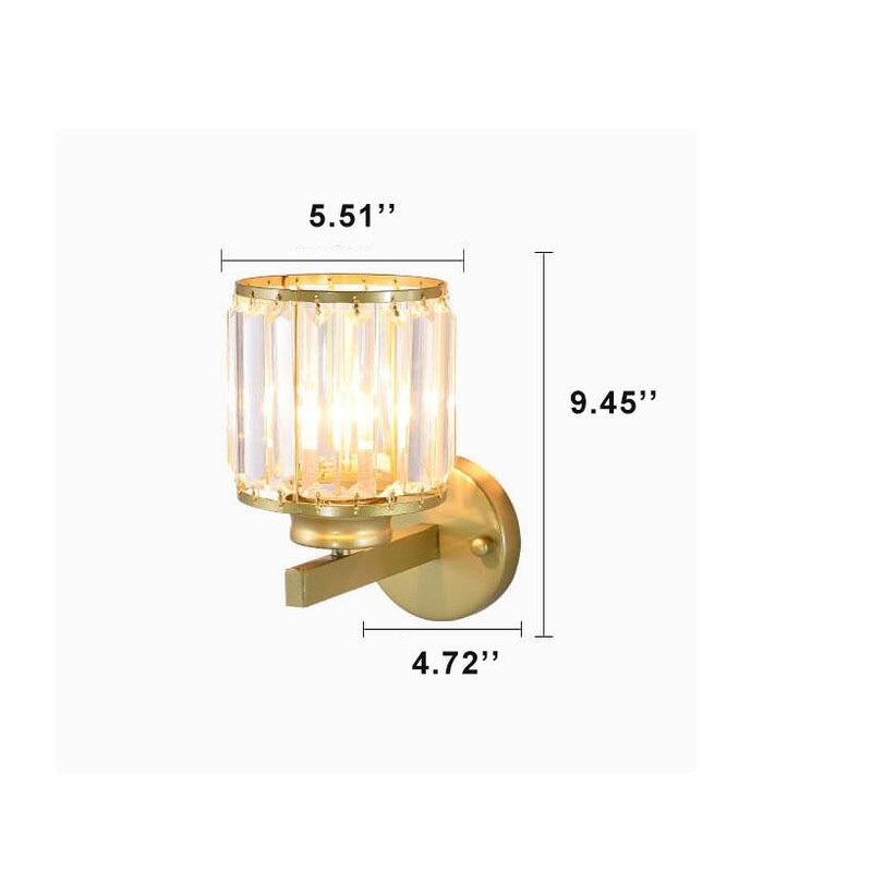 Modern Crystal 1-Light Cylindrical Armed Sconce Lamp