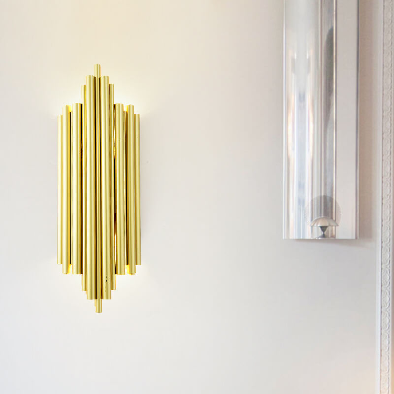 Minimalist Metal Tubular 4-Light Pipe Golden Wall Sconce Lamp