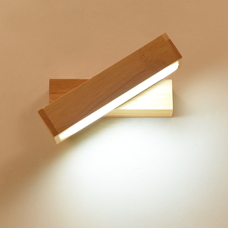 Wooden 1-Light Rotatable LED Wall Sconce Lamp