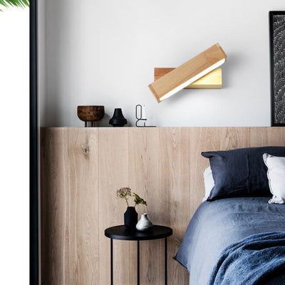 Wooden 1-Light Rotatable LED Wall Sconce Lamp