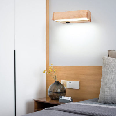 Wooden 1-Light Rotatable LED Wall Sconce Lamp