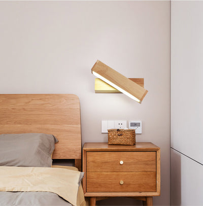 Wooden 1-Light Rotatable LED Wall Sconce Lamp