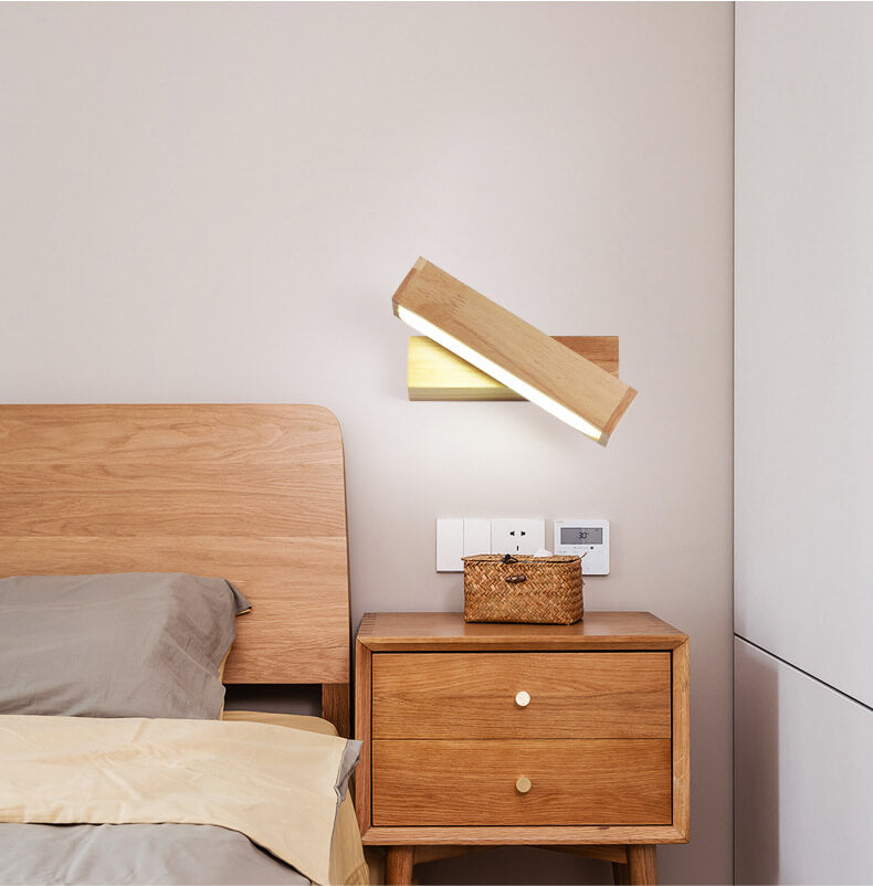 Wooden 1-Light Rotatable LED Wall Sconce Lamp