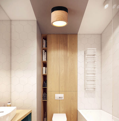 Éclairage semi-encastré à LED 1 lumière en cercle en bois 
