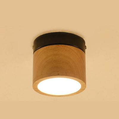 Éclairage semi-encastré à LED 1 lumière en cercle en bois 