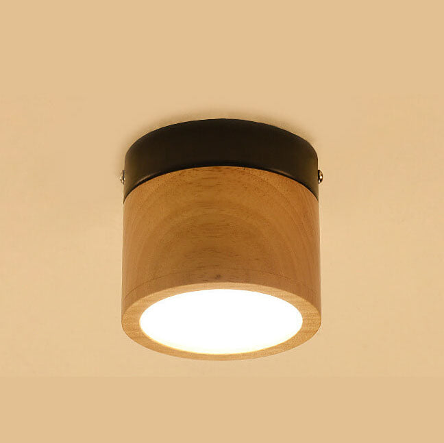 Éclairage semi-encastré à LED 1 lumière en cercle en bois 