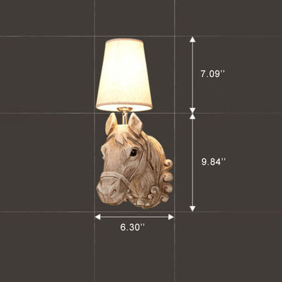 Retro Creative Resin Horse Head 1-Licht Wandleuchte Lampe 