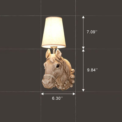 Retro Creative Resin Horse Head 1-Light Wall Sconce Lamp