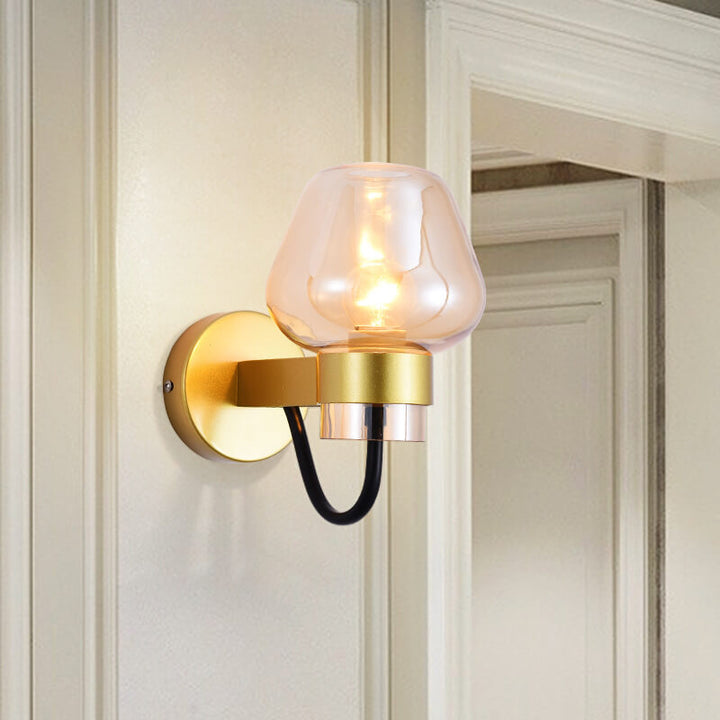 Einfache Glas 1-Licht Becherförmige Wandleuchte mit Arm 