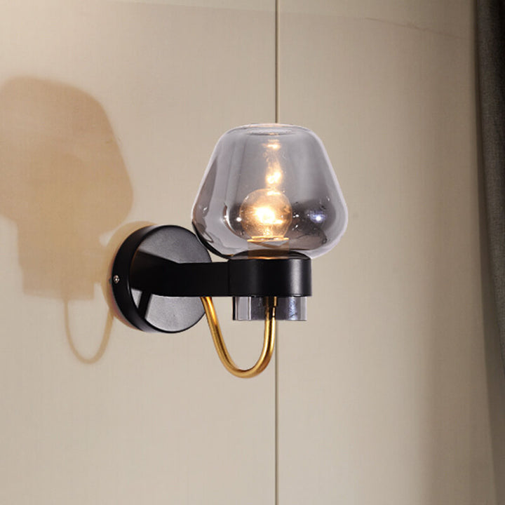 Einfache Glas 1-Licht Becherförmige Wandleuchte mit Arm 