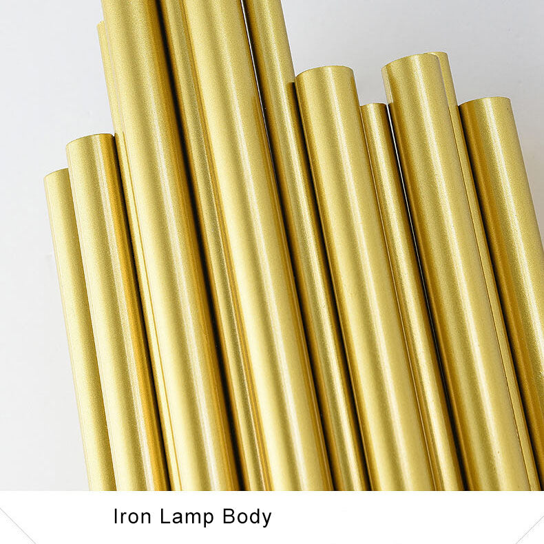 Minimalist Metal Tubular 4-Light Pipe Golden Wall Sconce Lamp