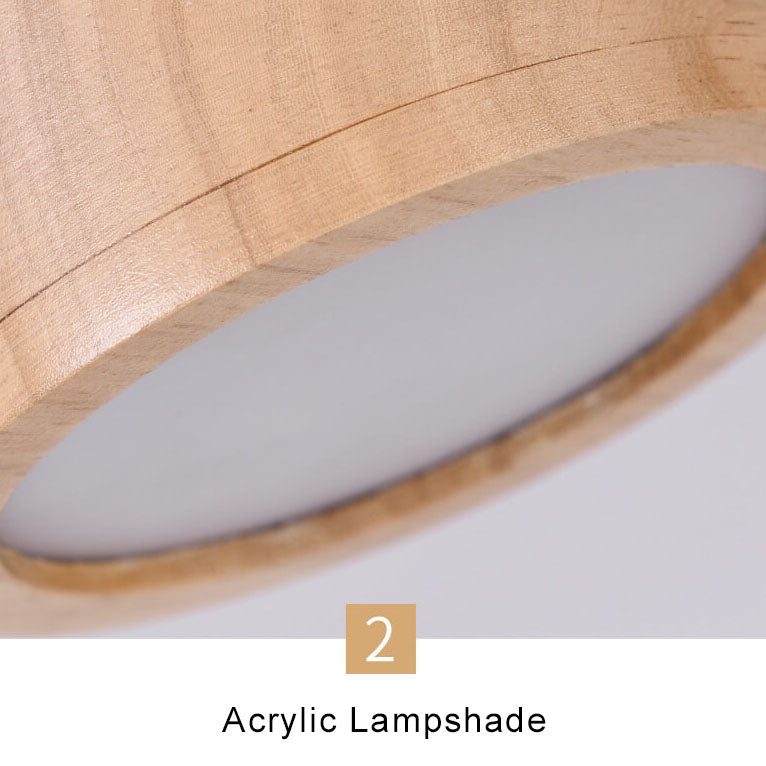 Éclairage semi-encastré à LED 1 lumière en cercle en bois 