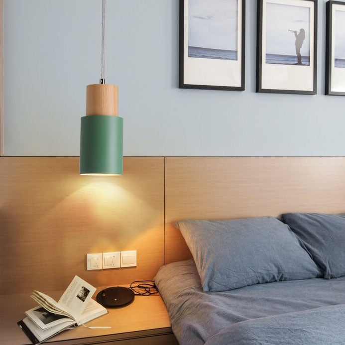 Nordic Macaron Zylinder Aluminium 1-Licht Einzel-LED-Pendelleuchte 