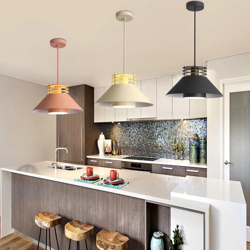 Industrielle Eisen Nordic Macaron Farbe 1-Licht Pendelleuchte 