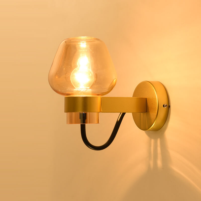Einfache Glas 1-Licht Becherförmige Wandleuchte mit Arm 