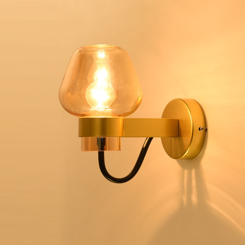 Simple Glass 1-Light Cup Shaped Armed Sconce Lamp