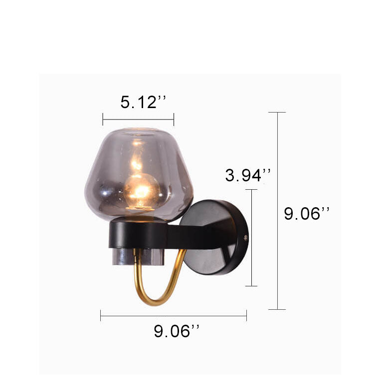 Einfache Glas 1-Licht Becherförmige Wandleuchte mit Arm 