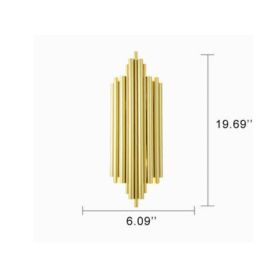 Minimalist Metal Tubular 4-Light Pipe Golden Wall Sconce Lamp
