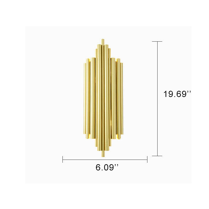 Minimalist Metal Tubular 4-Light Pipe Golden Wall Sconce Lamp