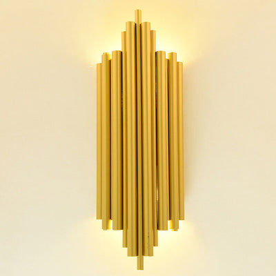 Minimalist Metal Tubular 4-Light Pipe Golden Wall Sconce Lamp