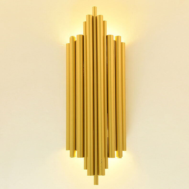 Minimalist Metal Tubular 4-Light Pipe Golden Wall Sconce Lamp