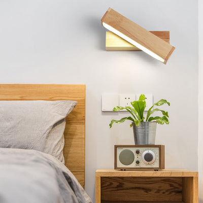 Wooden 1-Light Rotatable LED Wall Sconce Lamp