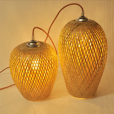 Rustic Style Bamboo Weaving 1-Light Pendant Light