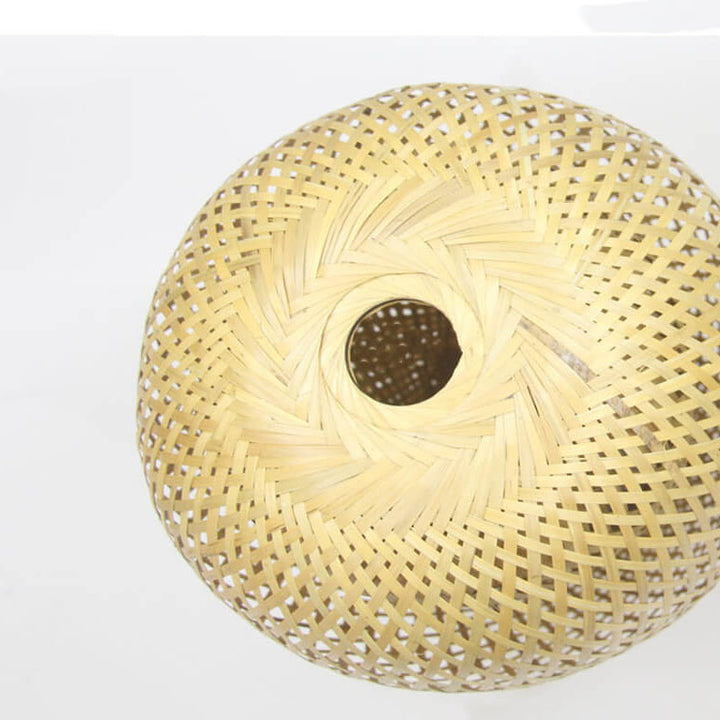 Traditionelle Vintage-Pendelleuchte aus Bambus und Metallgeflecht, rund, 1-flammig, für das Wohnzimmer 