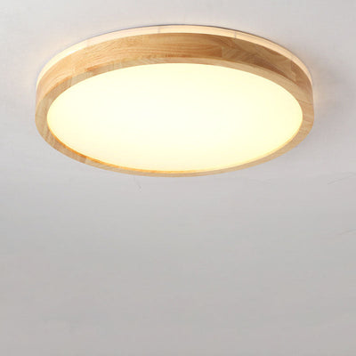 Japanese Minimalist Solid Wood LED Flush Mount Lighting