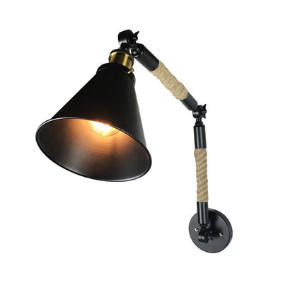 Contemporary Industrial Iron Double Section Telescopic Swing Arm 1-Light Wall Sconce Lamp