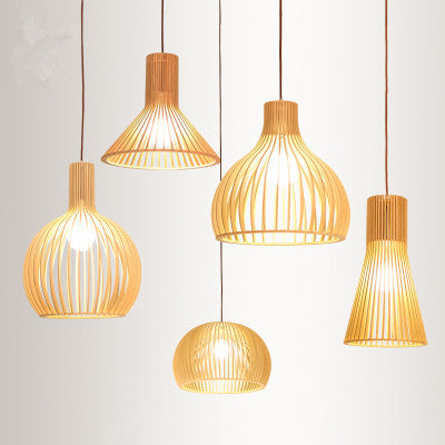 Modern Wooden 1-Light Japanese Pendant Light