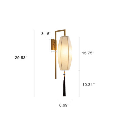 Retro Fabric 1-Light Chinese Elements Wall Sconce Lamp