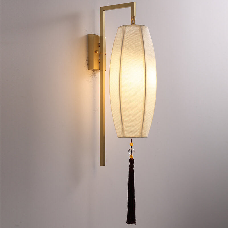 Retro Fabric 1-Light Chinese Elements Wall Sconce Lamp