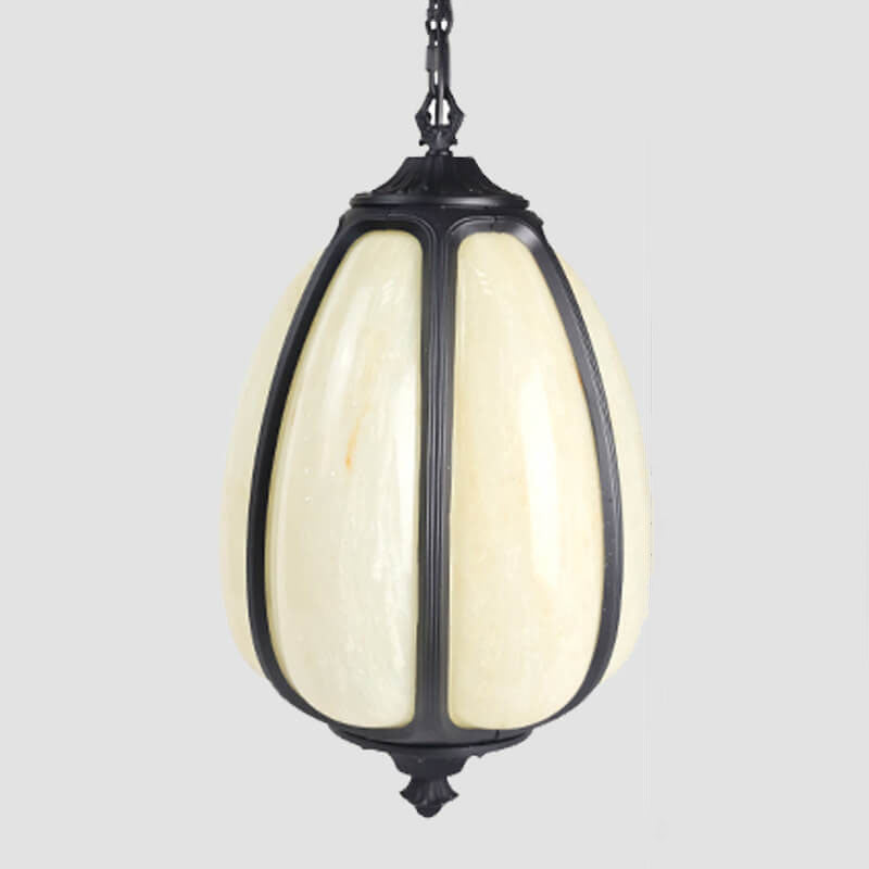 Modern Imitation Jade Shade Pumpkin 1-Light Outdoor Pendant Light