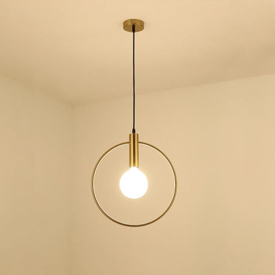 Modern Electroplated Copper Ring 1-Light Pendant Light