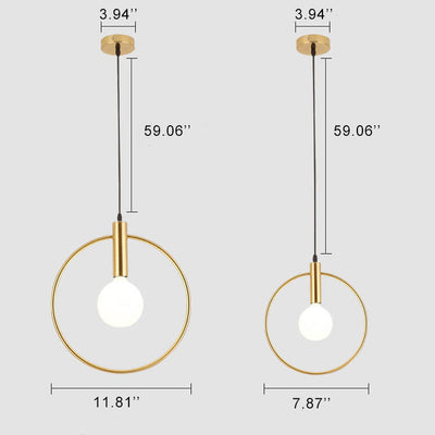 Modern Electroplated Copper Ring 1-Light Pendant Light