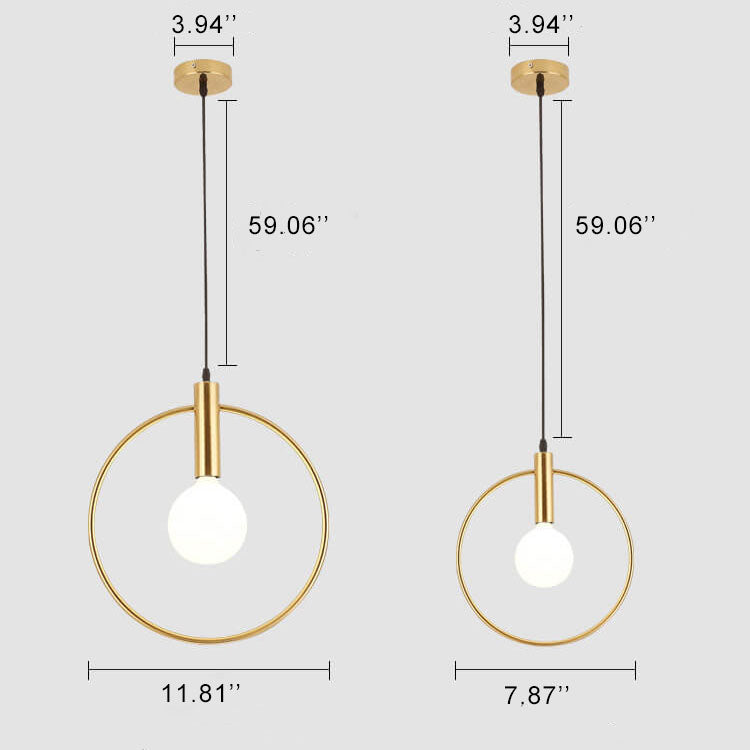 Modern Electroplated Copper Ring 1-Light Pendant Light