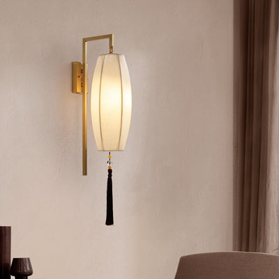 Retro Fabric 1-Light Chinese Elements Wall Sconce Lamp