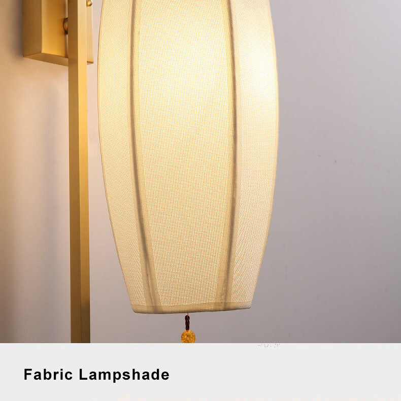 Retro Fabric 1-Light Chinese Elements Wall Sconce Lamp