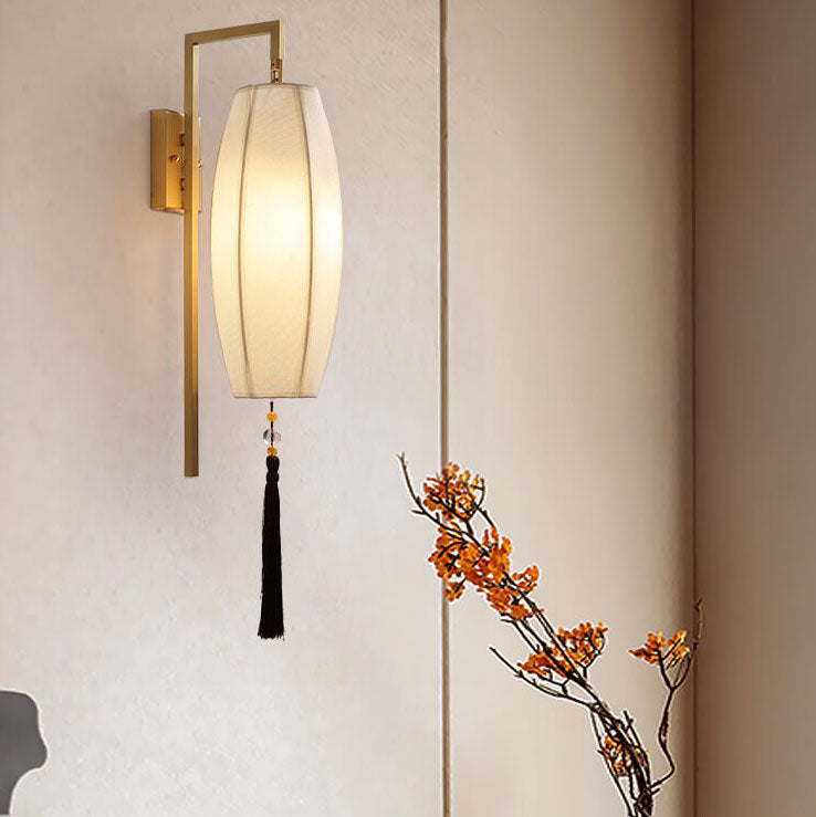 Retro Fabric 1-Light Chinese Elements Wall Sconce Lamp