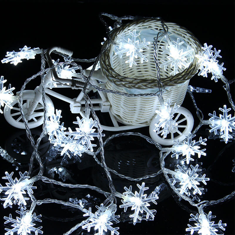 LED String Lights Christmas Snowflake Colorful 20 Light LED Waterproof Outdoor String Lights