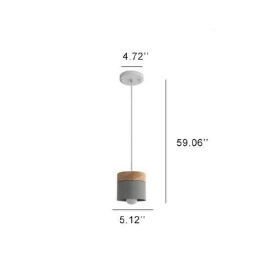 Modern Macarons Cylinder 1-Light Wooden Top Pendant Light