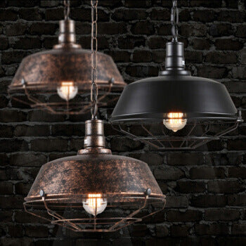 Industrial Wide Cage 1-Light Pendant Light